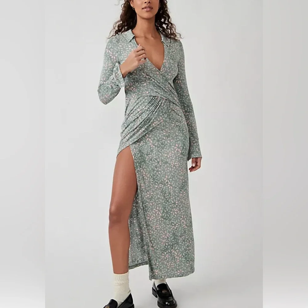 Free People Shayla Wrap Midi Dress - Picture 2 of 7